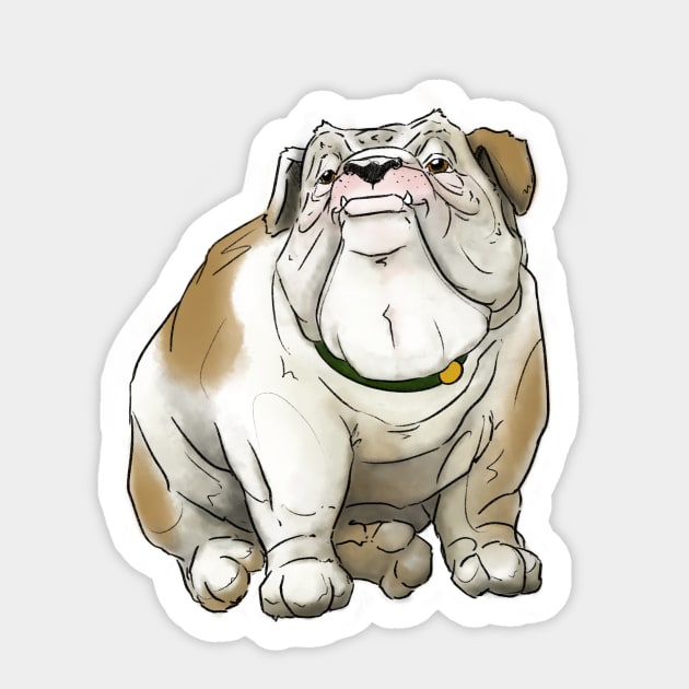 Happy English Bull Dog Breed Sticker by Big Appetite Illustration